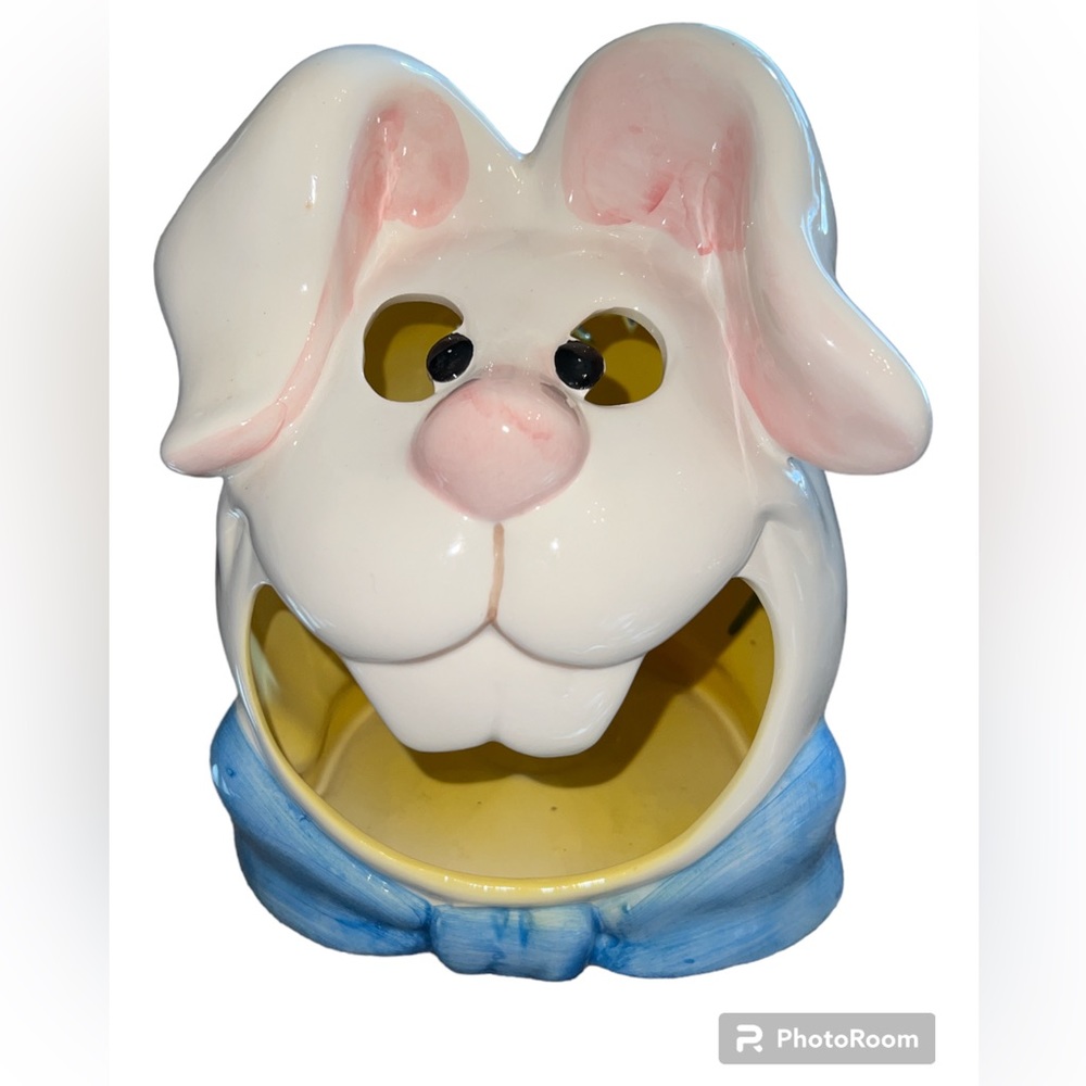 vintage WCL Pottery easter bunny Rabbit head tea light candle holder